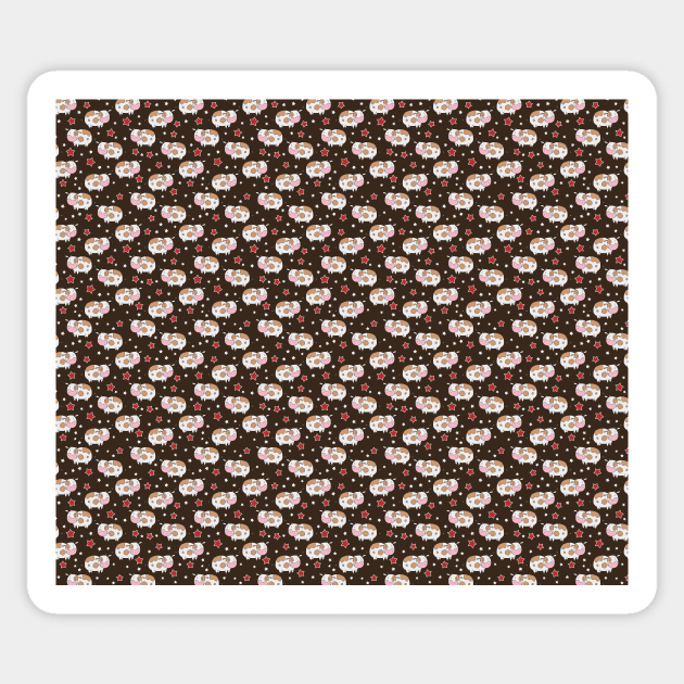 Stars and Cows Brown Pattern Sticker by saradaboru